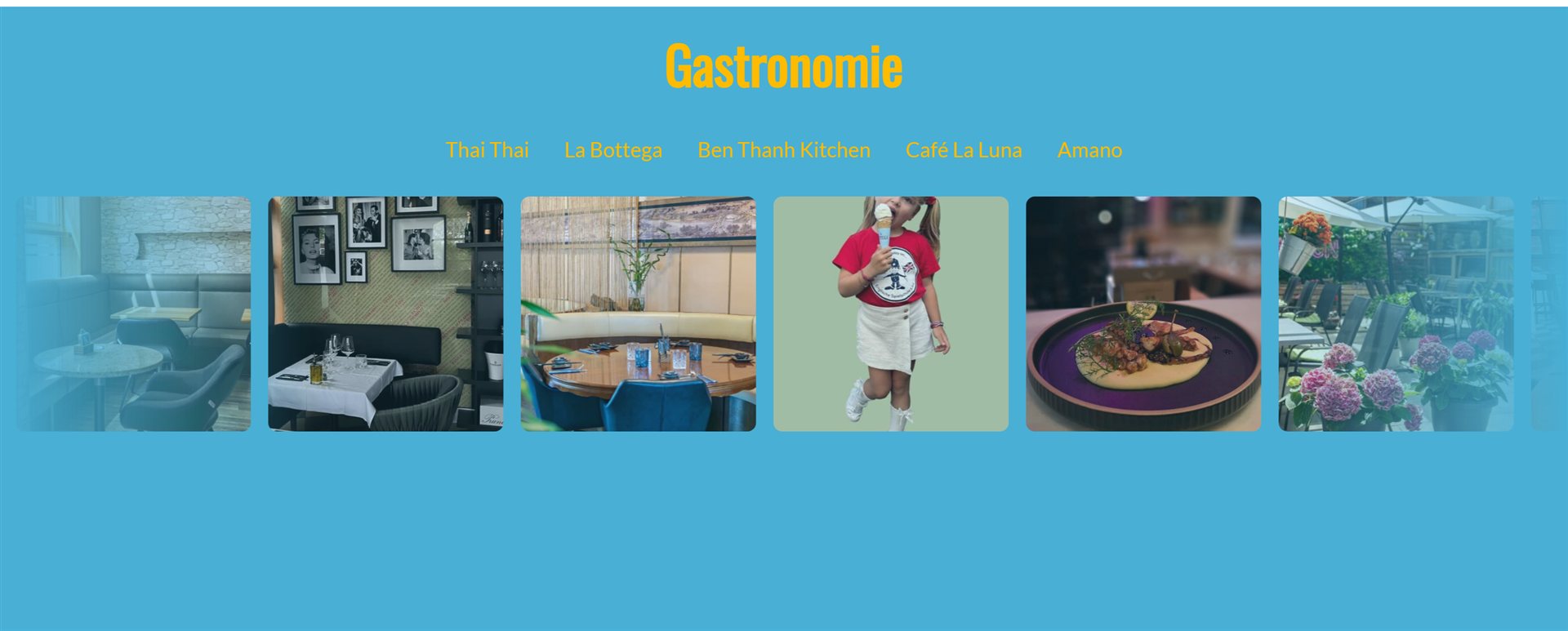 Gastronomie-Bereich von solarcity.at mit Bildergalerien der Lokale